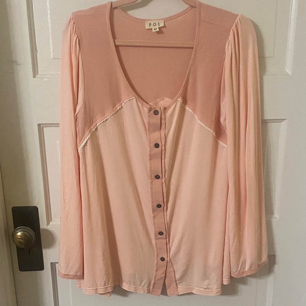 POL Boho Colorblock Button-Front Top - Picture 4 of 7